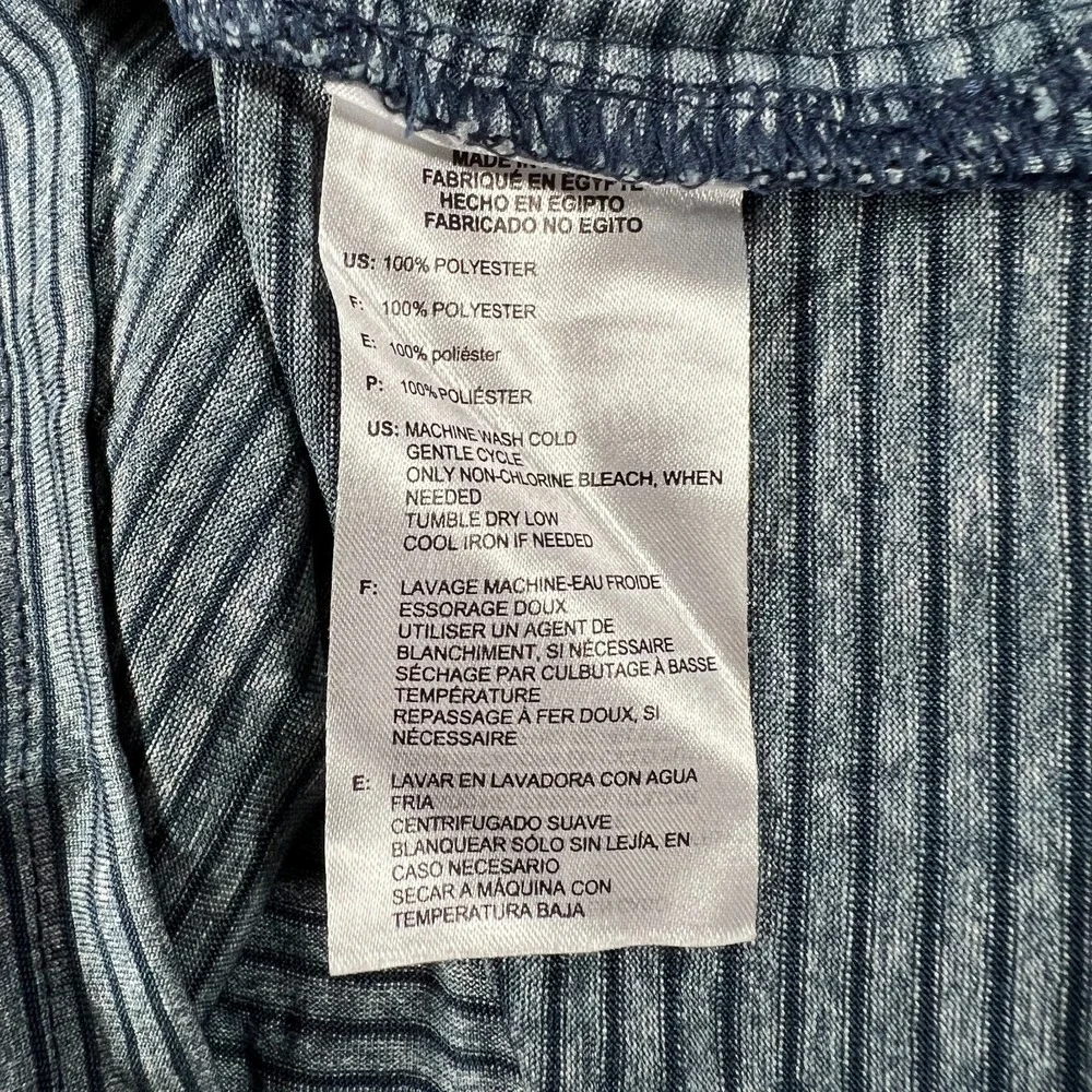 Adidas Golf Polo Shirt Mens‎ Medium Blue Gray Striped Short Sleeve Performance